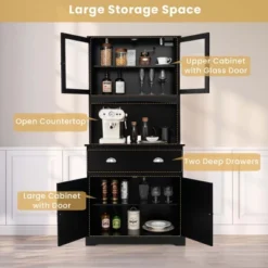 Costway 67'' Storage Cabinet Closet Kitchen Pantry Cupboard With Adjustable Shelves Black/White -Costway GUEST da06a183 42cb 4fee 841e f0795bc37635