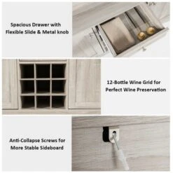Costway Buffet Server Sideboard Wine Cabinet Console Table Grey Home -Costway GUEST da0ba3ca b903 4be9 95df f4471de02394