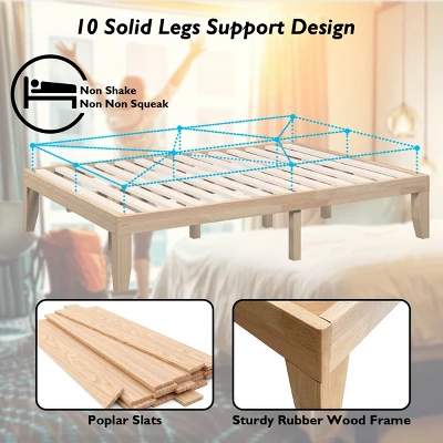 Costway Full Size 14'' Wooden Bed Frame Mattress Platform Wood Slats Support EspressoNatural 9 Costway Full Size 14'' Wooden Bed Frame Mattress Platform Wood Slats Support EspressoNatural - Image 7