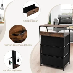 Costway 3 Drawer Dresser W/Top Shelf Storage Tower Cabinet For Bedroom Hallway Nursery 16 Costway 3 Drawer Dresser W/Top Shelf Storage Tower Cabinet For Bedroom Hallway Nursery -Costway GUEST da906136 e5d5 4a3a 940d ffb6102ac3c4