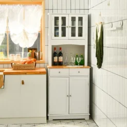 Costway Buffet Hutch Kitchen Storage Cabinet W/ Microwave Stand Storage Shelves -Costway GUEST da90655f 6f11 4c90 9fef 634cd3474bf2