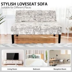 Costway Loveseat Sofa Fabric Settee Bench Bed Chair Wooden Leg Living Room -Costway GUEST da9172d7 dbab 47a1 a6eb 643f383f887b