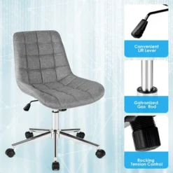 Costway Mid Back Armless Office Chair Adjustable Swivel Fabric Task Desk Chair -Costway GUEST daa4f1dd 7082 4dc4 a7ae 97e0be427379