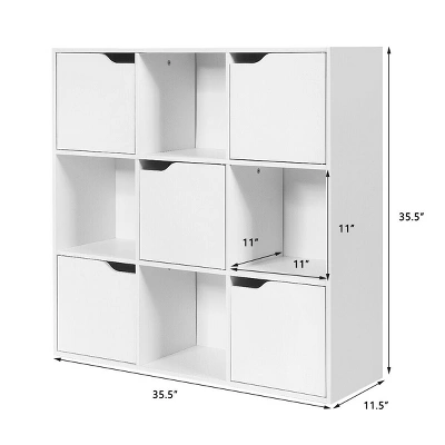 Costway 9 Cube Bookcase Cabinet Wood Bookcase Storage Shelves Room Divider Organization 3 Costway 9 Cube Bookcase Cabinet Wood Bookcase Storage Shelves Room Divider Organization