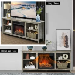 Costway 58'' 2-Tier Fireplace TV Stand W/18'' Electric Fireplace Grey Up To 65'' -Costway GUEST dad81f1a b1c2 4f78 aac1 d74c2d291cba