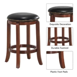 Costway 24'' Swivel Bar Stool Leather Padded Dining Kitchen Pub Bistro Chair Backless -Costway GUEST dae81f76 6b77 4d33 938a d0e2df72a205