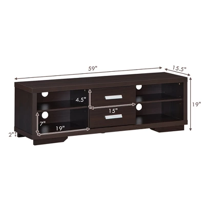 Costway TV Stand Entertainment Center Hold Up To 65'' TV With Storage Shelves & Drawers 4 Costway TV Stand Entertainment Center Hold Up To 65'' TV With Storage Shelves & Drawers - Image 2