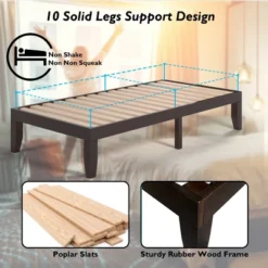 Costway Twin Size 14'' Wooden Bed Frame Mattress Platform Wood Slats Support EspressoNatural -Costway GUEST db07899b 46d9 4f41 aacc 62fd9fb0b813