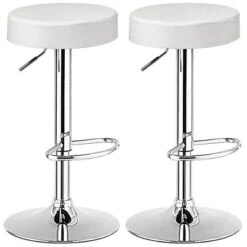 Costway Set Of 2 Round Bar Stool Adjustable Swivel Pub Chair W/ Footrest WhiteRedBlack -Costway GUEST db4b1bba d3f1 45f8 9e62 7d72c626fb53