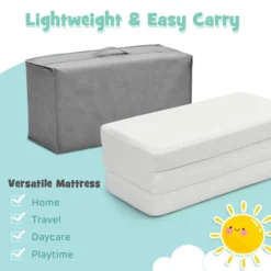 Tri-Fold Pack N Play Mattress Pad Foldable Crib Mattress Soft Memory Foam -Costway GUEST db61cf77 439c 4256 993e 5c77e3194da4