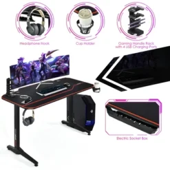 Costway 55'' Gaming Desk T-Shaped Computer Desk W/Full Desk Mouse Pad&Gaming Handle Rack -Costway GUEST db67f53f 7395 4796 b9c9 098000111b24