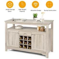 Costway Buffet Server Sideboard Wine Cabinet Console Table Grey Home -Costway GUEST db7b404a 31bf 4d4d b079 10b27f4c8229