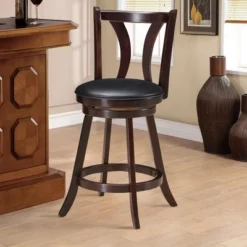Costway Set Of 4 Swivel Bar Stool 24'' Counter Height Leather Padded Dining Kitchen Chair -Costway GUEST db8dd90d 29c8 4f31 9561 5d80b022e23b