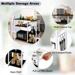 Costway Industrial Kitchen Baker's Rack Microwave Stand Utility Home Shelf W/ 6 Hooks -Costway GUEST dbae41c0 a517 4251 9be5 b186be552559