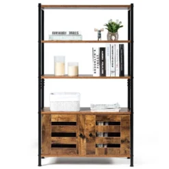 Costway Industrial Storage Cabinet Bookshelf Bookcase Bathroom Floor Cabinet W/3 Shelves -Costway GUEST dbb467db 05fa 4312 b2c6 1f40f775ec96