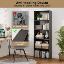 Costway 5-Shelf Storage Bookcase Modern Multi-Functional Display Cabinet Furniture Black 13 Costway 5-Shelf Storage Bookcase Modern Multi-Functional Display Cabinet Furniture Black -Costway GUEST dbb5abe0 e354 44b6 bb28 265172d8a2fc