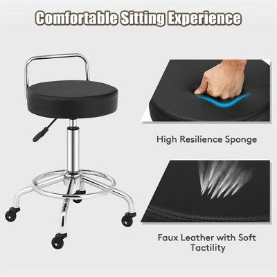 Costway Pneumatic Work Stool Rolling Swivel Task Chair Spa Office Salon W/Cushioned Seat 8 Costway Pneumatic Work Stool Rolling Swivel Task Chair Spa Office Salon W/Cushioned Seat - Image 6