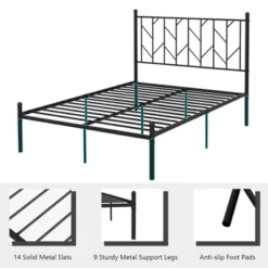 Costway Full/Qween/Twin Size Metal Platform Bed Frame Vintage Headboard Mattress Foundation Black -Costway GUEST dbd175d8 4301 4e36 b6ee 524f5486205b
