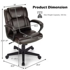 Costway Executive Leather Office Chair Adjustable Computer Desk Chair W/ Armrest -Costway GUEST dc06053d 4854 4402 b830 fc0c23bff532