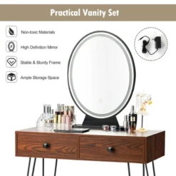 Costway Vanity Makeup Dressing Table W/ 3 Lighting Modes Mirror Touch Switch RusticCoffee -Costway GUEST dc2fc553 9ecc 4979 9a0a 4b4487d44b76