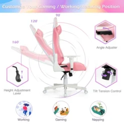 Costway Gaming Chair Racing Style Adjustable Swivel Computer Office Chair Pink -Costway GUEST dc4bc597 2d7d 4d20 a658 009c19ed985c
