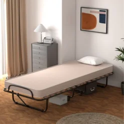 Costway Portable Folding Bed With Mattress Rollaway Cot Made In Italy NavyBeige -Costway GUEST dc5f6706 cb6b 4ec0 a8d0 fe39413b8b13