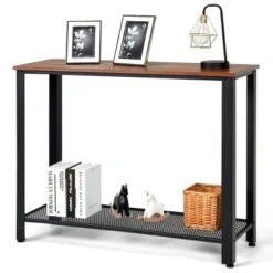 Costway Console Sofa Table W/ Storage Shelf Metal Frame Wood Look Entryway Table SilverBlack 21 Costway Console Sofa Table W/ Storage Shelf Metal Frame Wood Look Entryway Table SilverBlack -Costway GUEST dc669d5b 0d65 4edc b85d ff5938e980b7