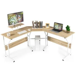 Costway 88.5'' L Shaped Reversible Computer Desk 2 Person Long Table Monitor Stand -Costway GUEST dc7683e4 03d2 4bca b5f1 d3c4eacc2186