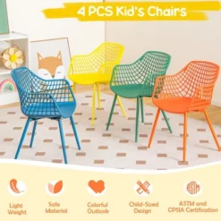 Costway 4 PCS Kids Chair Set Child-Size Chairs With Metal Legs Toddler Furniture Colorful -Costway GUEST dc922f0e bb38 4ccd b706 59b6668a2acd
