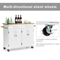 Costway Kitchen Trolley Island Utility Cart Wood Top Rolling Storage Cabinet Drawers White 15 Costway Kitchen Trolley Island Utility Cart Wood Top Rolling Storage Cabinet Drawers White -Costway GUEST dcdc00ac 2acc 4386 b808 ae51717e22c6
