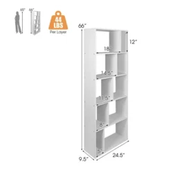 Costway 5-tier Wood Bookcase 66'' Tall Open Storage Shelf Display Rack W/10 Compartments -Costway GUEST dd0084f7 71ca 45d8 b1a6 e6172f539d6f