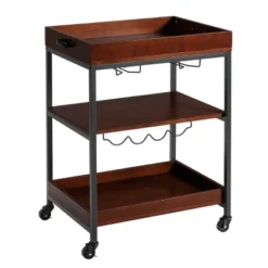 Costway 3 Tier Trolley Cart Kitchen Island Serving Bar Cart W/ Glass Holder & Wine Rack -Costway GUEST dd3b0332 f758 4eb1 bba5 4d1f2b180450