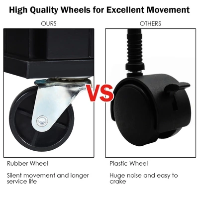 Costway Drop-Leaf Kitchen Island Trolley Cart Wood Storage Cabinet W/ Spice Rack Black 10 Costway Drop-Leaf Kitchen Island Trolley Cart Wood Storage Cabinet W/ Spice Rack Black - Image 8