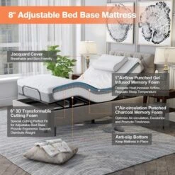 Costway 8 Inch Twin XL Bed Mattress Gel Memory Foam Convoluted Foam For Adjustable Bed -Costway GUEST ddb0870d bc13 41a8 a8ac a0225298a64a