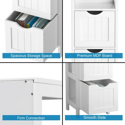 Costway Floor Cabinet Multifunction Bathroom Storage Organizer Rack W/2 Drawers 10 Costway Floor Cabinet Multifunction Bathroom Storage Organizer Rack W/2 Drawers - Image 8