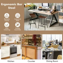 Costway Industrial Saddle Stool Counter Height Bar Stool Dining Pub Chair W/ Metal Frame -Costway GUEST ddbde940 076e 47f8 99e6 b45e87c4af2c