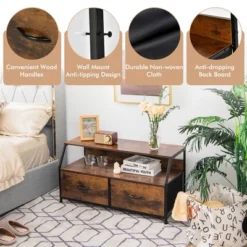 Costway Dresser TV Stand Media Console Table Organizer W/2 Storage Drawer & Open Shelves -Costway GUEST ddca5ef5 a817 44e8 968b 1e9d5829287a