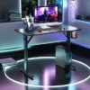 Costway Gaming Desk Home Office PC Computer Desk W/LED Lignt&Gaming Handle Rack