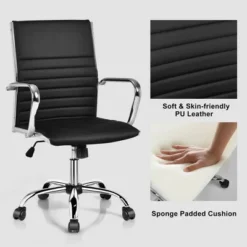 Costway Set Of 4 PU Leather Office Chair High Back Conference Task Chair W/Armrests -Costway GUEST de4d20ce e45e 4dbc 8c95 95e3c28ff5cb