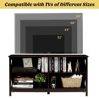 Costway TV Stand Entertainment Media Center For TV's Up To 55'' W/ Storage Shelves Brown/Gray/White 9 Costway TV Stand Entertainment Media Center For TV's Up To 55'' W/ Storage Shelves Brown/Gray/White - Image 7