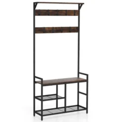 Costway 71'' Coat Rack Hall Tree With Shoe Bench Industrial Entryway Storage Shelf With Hooks 19 Costway 71'' Coat Rack Hall Tree With Shoe Bench Industrial Entryway Storage Shelf With Hooks -Costway GUEST de9708e2 12ca 46b8 80f7 2b0019ec9349