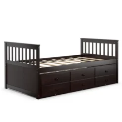 Costway Twin Captain's Bed Bunk Bed Alternative W/ Trundle & Drawers For Kids WalnutEspressoWhite -Costway GUEST df061171 05f3 45e5 bb6c 345b0ff7c380