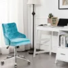 Costway Velvet Office Chair Upholstered Swivel Computer Task Chair Turquoise -Costway GUEST df208021 356d 49ee 973c bed4304385bd