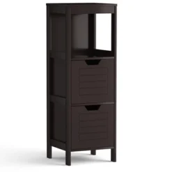 Costway Bathroom Wooden Floor Cabinet Multifunction Storage Rack Stand Organizer GrayBlack -Costway GUEST df225da0 438a 436e b1f5 0f3fb3eae565