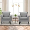 Costway Set Of 2 Upholstered Fabric Accent Chairs W/ Rubber Wood Legs Dark GrayLight Gray -Costway GUEST df43fbf8 d758 46b4 83ac cc788fa89121