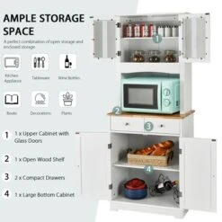 Costway Buffet Hutch Kitchen Storage Cabinet W/ Microwave Stand Storage Shelves -Costway GUEST df6feb67 e6ac 46fb a455 7b0412235ada