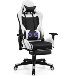 Costway Massage Gaming Chair Reclining Racing Office Computer Chair With Footrest WhiteBluePinkRed 29 Costway Massage Gaming Chair Reclining Racing Office Computer Chair With Footrest WhiteBluePinkRed -Costway GUEST df769a6f 1010 4b54 a7f2 225145443e35