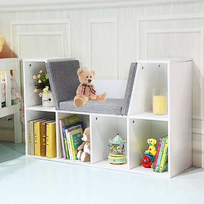 Costway 6 Cubby Kid Storage Cabinet Bookcase Multi-Purpose Shelf Cushioned Reading Nook 11 Costway 6 Cubby Kid Storage Cabinet Bookcase Multi-Purpose Shelf Cushioned Reading Nook - Image 9