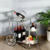 Costway Kitchen Cart Tea Cart Glass Shelves & Metal Frame With Wheels -Costway GUEST dffad314 e054 41fb 8c3e 05b9d6a5adc8