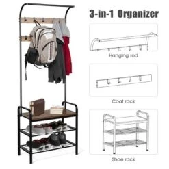 Costway Industrial Coat Rack Shoe Bench Hall Tree Entryway Storage Shelf With 9 Hooks 14 Costway Industrial Coat Rack Shoe Bench Hall Tree Entryway Storage Shelf With 9 Hooks -Costway GUEST e006fbd8 8c56 4509 bb7c 451896953b57